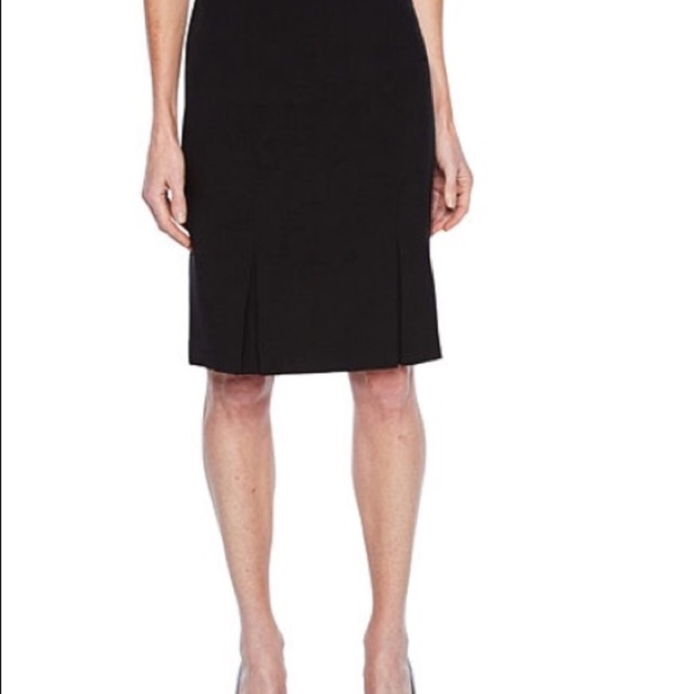 Black Pencil Skirt Pleated Slits - Picture 6 of 8